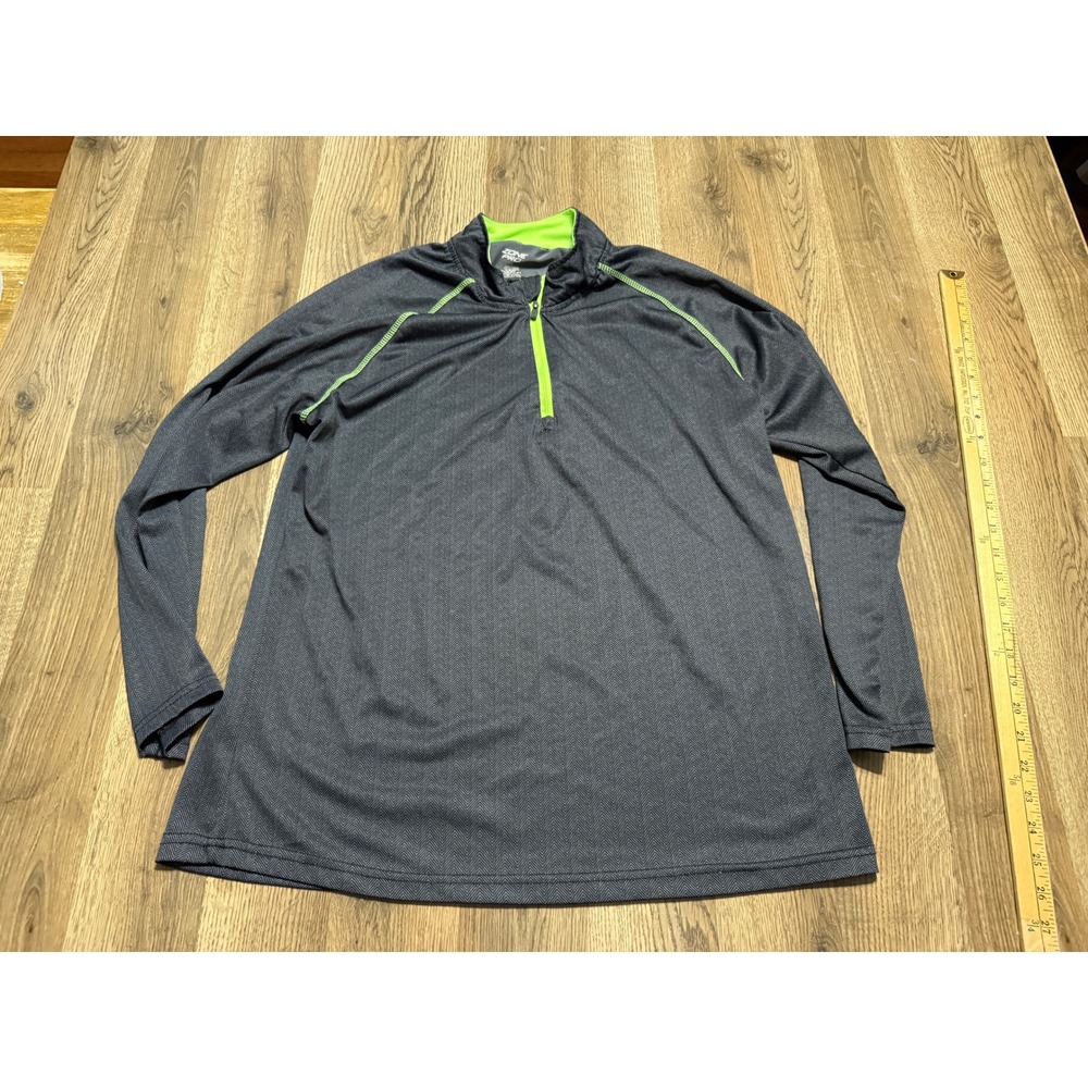 Zone Pro Shirts Mens Size L Gray Quarter Zip Long Sleeve Activewear Pullover